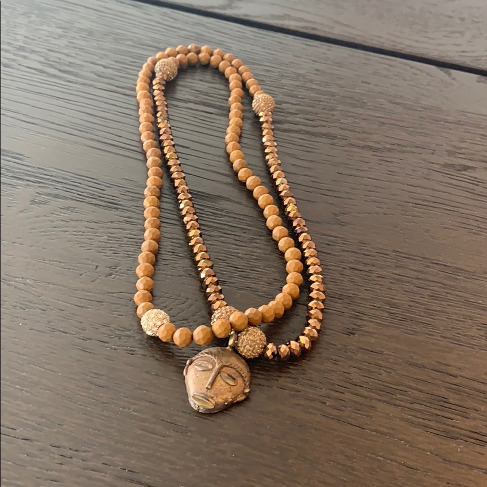 Wood and Crystal Necklace